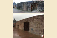Mauer an der Schlossterrasse vorher und nachher

